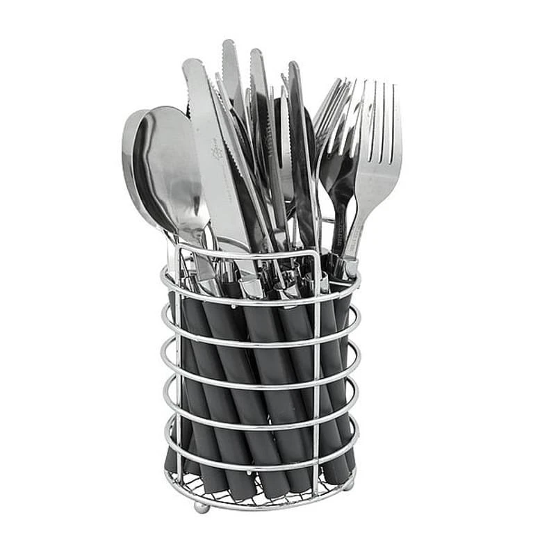 Bo-Camp Bestekset In Mandje Donkergrijs 1 Bo-Camp Bestekset In Mandje Donkergrijs