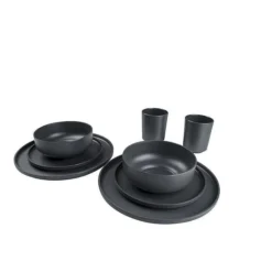 Bo-Camp Patom 16-delige Serviesset Donkergrijs -Kampeer Plezier 79360 bo camp bc ind serviesset patom 16 dlg antraciet