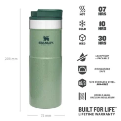 Stanley The NeverLeak Travel Mug 0,47 L Groen -Kampeer Plezier 82031 stanley the neverleak travel mug 047 l
