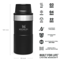 Stanley The Trigger-Action Travel Mug 0,25L Zwart -Kampeer Plezier 82041 stanley the trigger action travel mug 025l