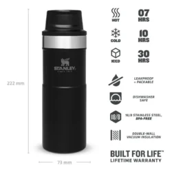 Stanley The Trigger-Action Travel Mug 0,47L Zwart 8 Stanley The Trigger-Action Travel Mug 0,47L Zwart -Kampeer Plezier 82063 stanley the trigger action travel mug 047l
