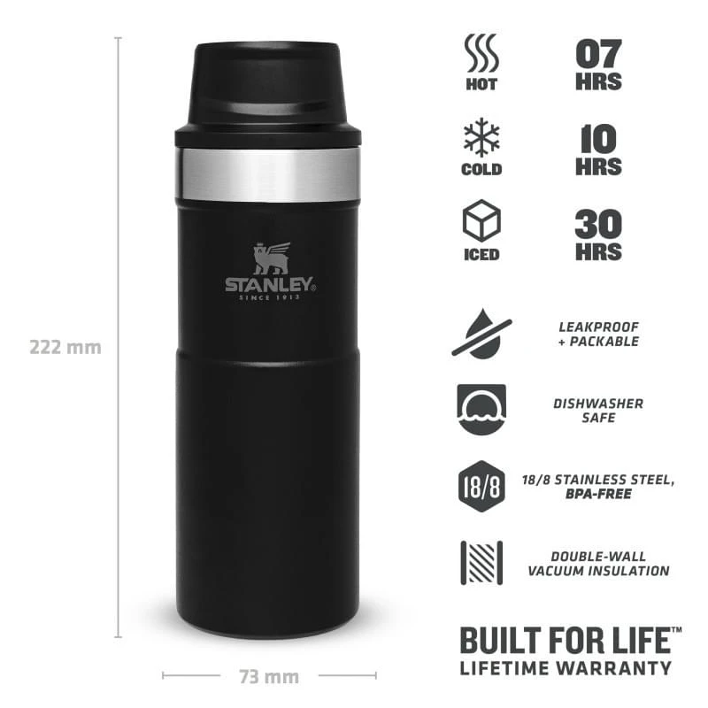 Stanley The Trigger-Action Travel Mug 0,47L Zwart 4 Stanley The Trigger-Action Travel Mug 0,47L Zwart - Afbeelding 4