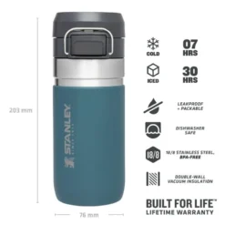 Stanley The Quick Flip Water Bottle 0,47L Blauw -Kampeer Plezier 82147 stanley the quick flipwater bottle 047l