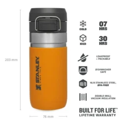 Stanley The Quick Flip Water Bottle 0,47L Geel 8 Stanley The Quick Flip Water Bottle 0,47L Geel -Kampeer Plezier 82193 stanley the quick flip water bottle 047l
