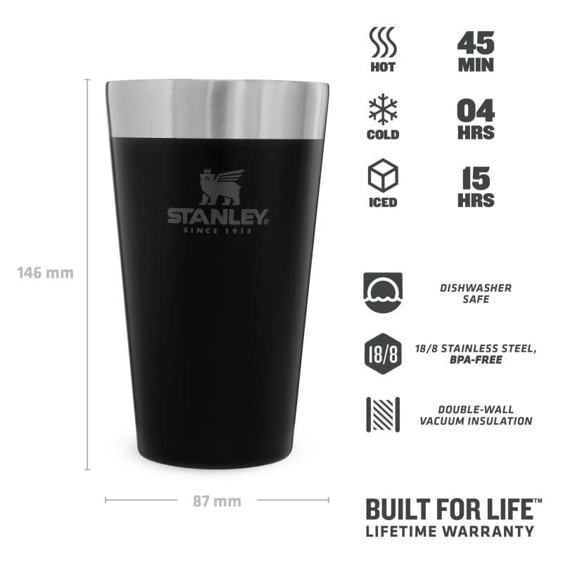 Stanley The Stacking Beer Pint 0,47L Zwart 2 Stanley The Stacking Beer Pint 0,47L Zwart - Afbeelding 2