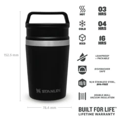 Stanley The Shortstack Travel Mug 0,23L Zwart -Kampeer Plezier 82296 stanley the shortstack travel mug 023l