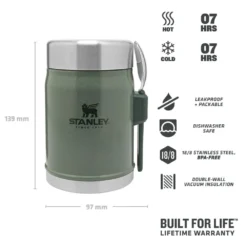 Stanley The Legendary Food Jar + Spork 0,4 L Groen 5 Stanley The Legendary Food Jar + Spork 0,4 L Groen -Kampeer Plezier 83196 stanley the legendary food jar spork 04 l