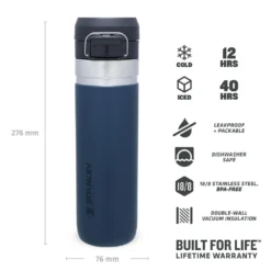 Stanley The Quick Flip Water Bottle 0.7L Blauw 7 Stanley The Quick Flip Water Bottle 0.7L Blauw -Kampeer Plezier 94424 stanley the quick flipwater bottle 0.70l blauw