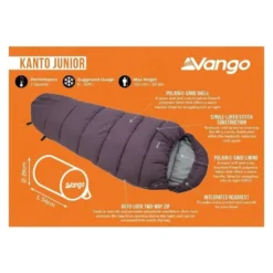 Vango Kanto Junior Mummy Kinderslaapzak Synthetisch Blauw -Kampeer Plezier 96445 vango kanto junior kinderslaapzak
