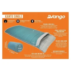 Vango Kanto Single Deken Slaapzak Synthetisch Groen -Kampeer Plezier 96984 vango kanto single deken slaapzak