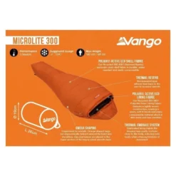 Vango Microlite 300 Mummy Slaapzak Synthetisch Oranje -Kampeer Plezier 97008 vango microlite 300 mummy slaapzak synthetisch